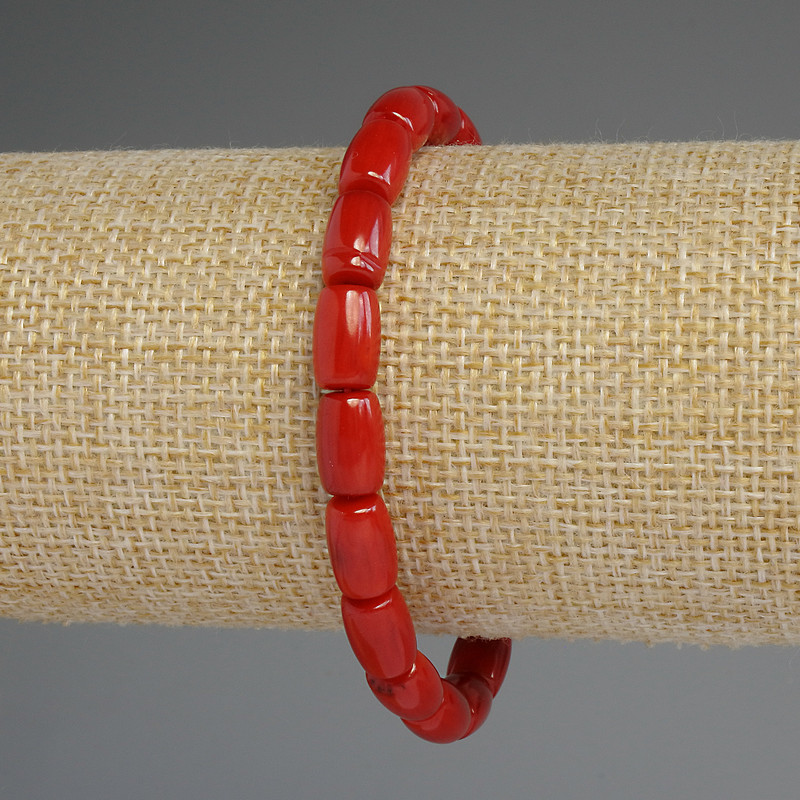 Coral Barilo Bead Bracelet 10x6, 5mm+-, length 18cm+-, stretch