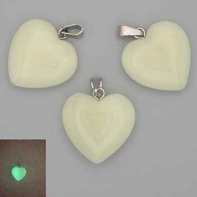 Pendant Heart Onyx Green Glow 20x20x25mm+