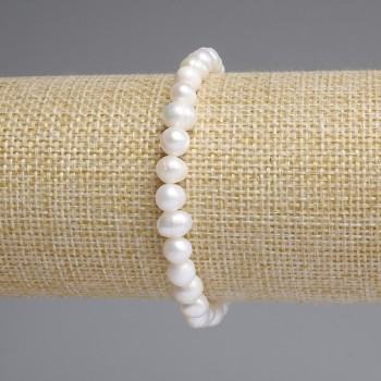 Bracelet Freshwater Pearls 6-7×6-6mm +-, length 18 cm +-stretch