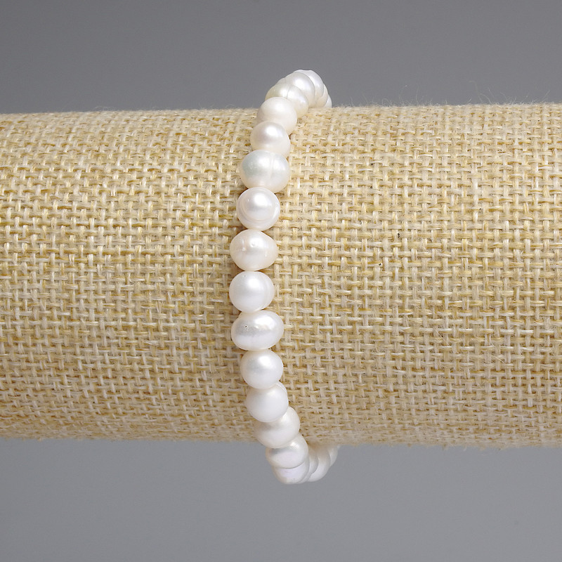 Bracelet Freshwater Pearls 6-7×6-6mm +-, length 18 cm +-stretch