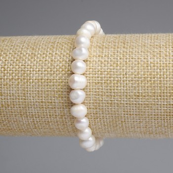 Bracelet Freshwater Pearls 8-9×7-7, 5mm+-, length 18cm + -stretch