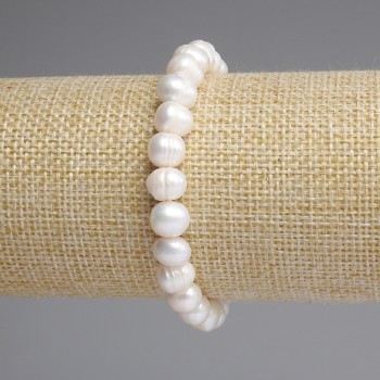 Bracelet Freshwater Pearls 9.5x8mm +-, length 18cm +-stretch
