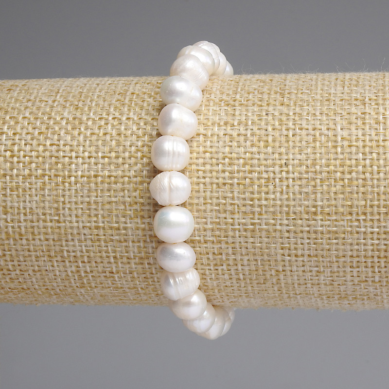 Bracelet Freshwater Pearls 9.5x8mm +-, length 18cm +-stretch