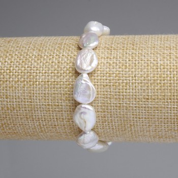 Baroque Pearl Bracelet with Petrol-Glass Tint, diameter 15-18×10-12mm +-, length 18cm+-, stretch