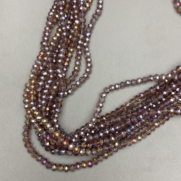 Beads Czech Crystal on Thread Brown Transparent with Benzine Finish Garnet-cut Rondelle, diameter 6×5mm + -, length 40-41cm +