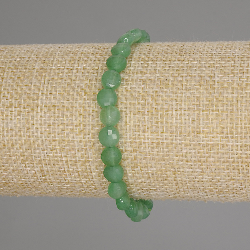 Bracelet Jade Grenaded Coin Beads, 6mm diameter +/-, length 18cm +/- stretch