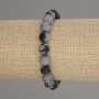 Snow Obsidian Bead Bracelet, 9mm ball, 18cm length, stretch