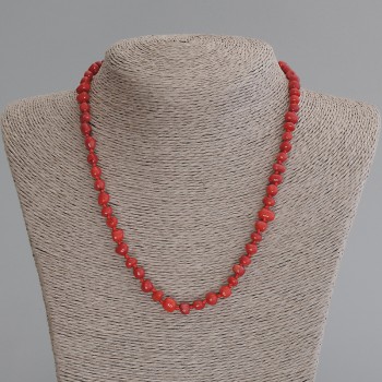 Coral Bead Necklace with Faceted Beads 5-8×5-6 mm ±, length 50 cm ± with clasp