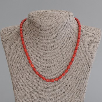 Coral Baril Beads 7x5mm +-, length 50cm +- with clasp