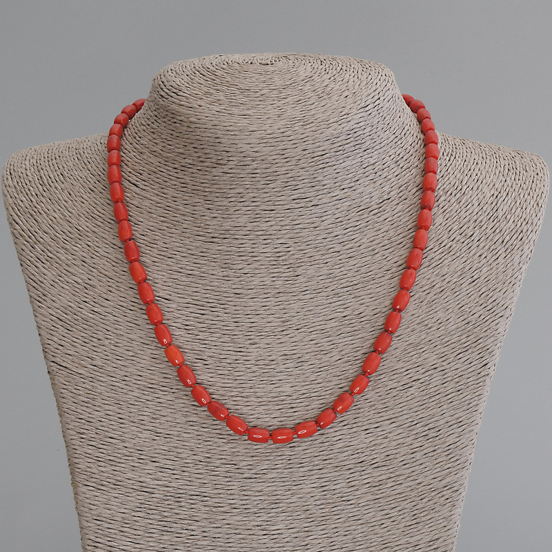 Coral Baril Beads 7x5mm +-, length 50cm +- with clasp