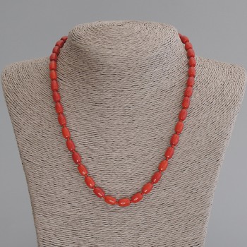 Coral Baril Bead Necklace 8.5x6mm, length 50cm, with clasp