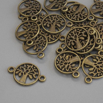 Bronze Connector for Jewelry, 18×12 mm, hole diameter 1.6 mm, pack 22 pcs ±, bronze metal color