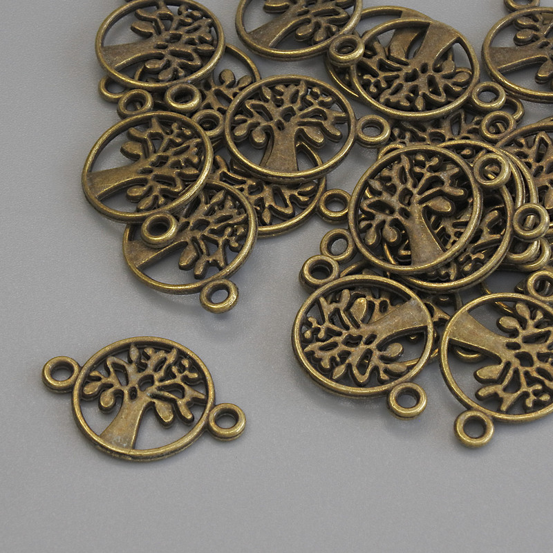 Bronze Connector for Jewelry, 18×12 mm, hole diameter 1.6 mm, pack 22 pcs ±, bronze metal color
