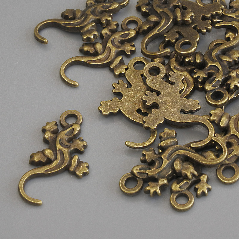 Pendant Salamander Bronze Color, 22×12 mm diameter, ± packaging 15 pcs