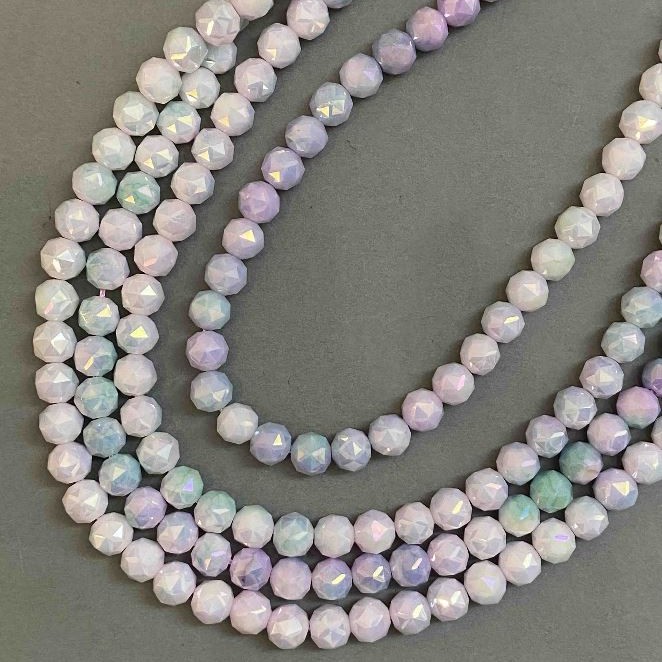 Beads Czech Crystal Multi-color on thread faceted bead, diameter 8mm + -, length 38cm +