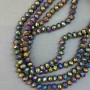 Beads Czech Crystal on thread multicolor with gasoline coating faceted rondelle, diameter 8x6mm + -, length 39cm +