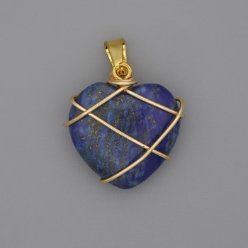 Heart Pendant in an Interwoven Setting with Lazurite 21x21mm +-, diameter 30mm+-