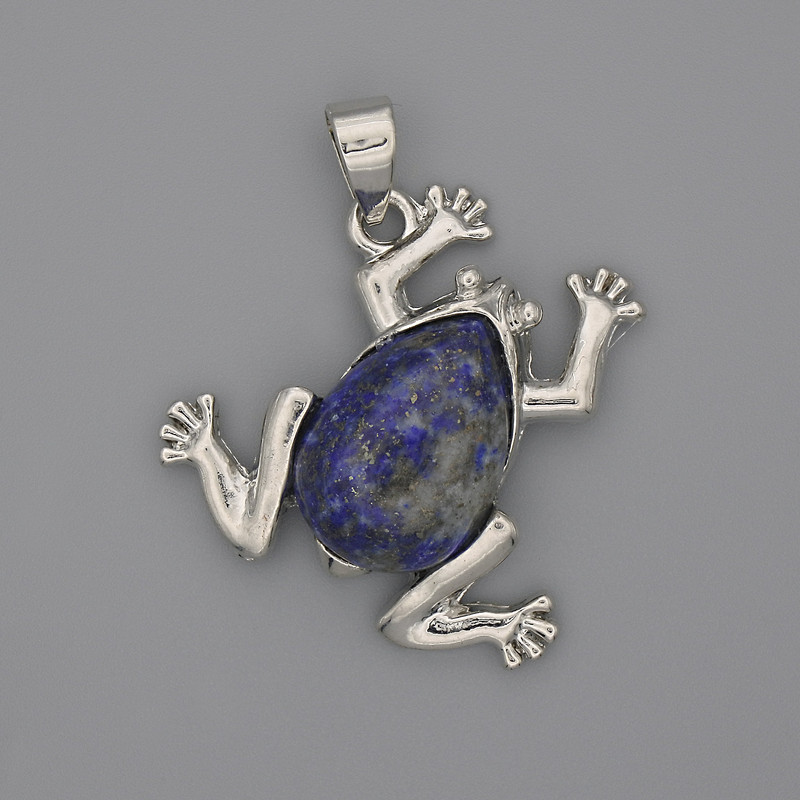 Frog Pendant with Lazurite 29×28mm±, length 37mm±