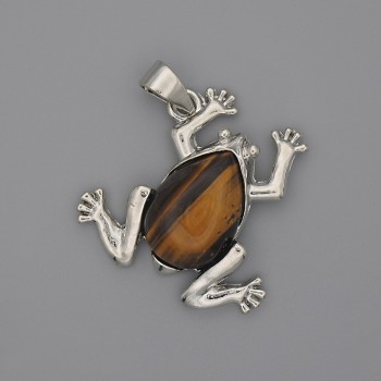 Frog Pendant with Tiger's Eye 29x28mm±, length 37mm±