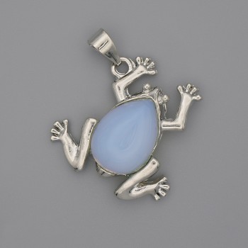 Frog Pendant Moonstone 29x28mm+-, pendant length 37mm+