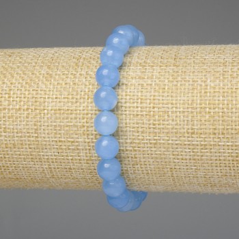Aquamarine Bead Bracelet Smooth Round Beads 8 mm, 18 cm stretchy