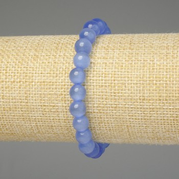 Bracelet Blue Cat's Eye Smooth Bead 8mm+-, length 7.1"+- Stretch