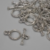 Toggle Clasps, toggle clasp, diameter 15x3mm± round, diameter 9.5mm±, hole diameter 7mm±, silver metal color, patina, 15 pcs±