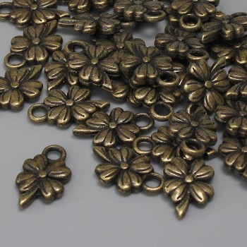 Clover pendant bronze color, diameter 13×8mm±, earring hole 2.2mm±, packaging 30 pcs