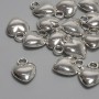 Pendant Heart, silver-tone color, diameter 12x9 mm ± hole for ear 2.4 mm ± packaging 16 pcs