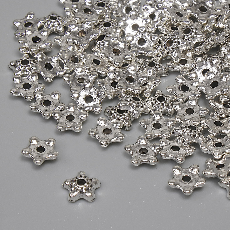 Cap-cap Findings for Bead with Metal Color Silver, diameter 5×1.5 mm± hole 1.2 mm± packaging 91 pcs
