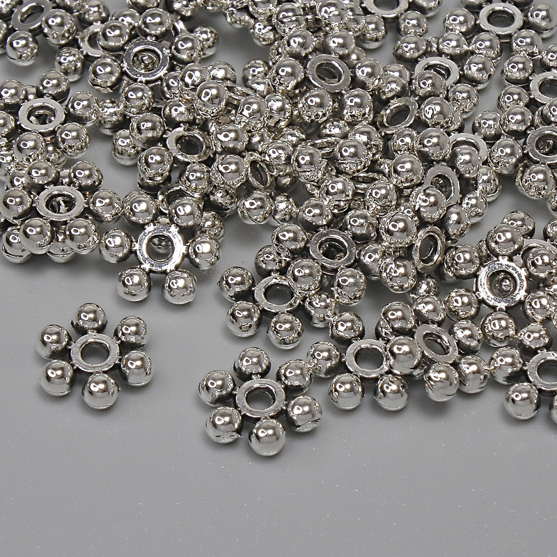 Threaded bead insert color metal silver, diameter 7×2mm± hole, diameter 1.5×6mm± packaging 44 pcs. +