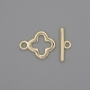 Toggle Clasp with Clover Shape, diameter 17x2 mm ±, Clover, diameter 14 mm ±, hole diameter 10 mm ±, gold-tone metal