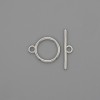 Toggle Clasp, diameter 18×1.5 mm, ring 12 mm, hole 10 mm, silver-tone metal