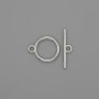 Toggle Clasp, diameter 18×1.5 mm, ring 12 mm, hole 10 mm, silver-tone metal
