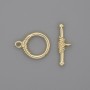 Toggle clasp hardware, diameter 23×3.5 mm, 5 mm± ring, 14 mm± diameter, hole diameter 10 mm±, gold-tone metal