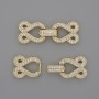 Clasp for 2-strand with white rhinestones, diameter 30×12 mm ± gold colored metal