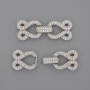 Clasp for 2 threads with white crystals, diameter 30x12mm ± silver color metal
