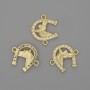 Connector Horseshoe with White Crystals on Gold-Toned Metal 14x17mm+