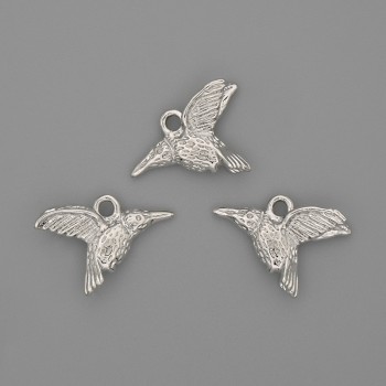 Hummingbird Pendant 19x15mm± Silver Metal