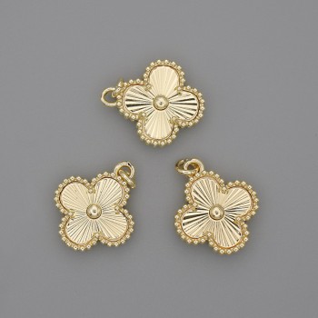 Clover Pendant 14x14mm+-, length 17mm+-, golden metal