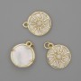 Shell Pearl Sun Pendant 15mm, length 20mm, golden metal