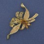 Brooch 'Bow' with Yellow Crystals on Gold-Toned Metal, 72×43 mm +
