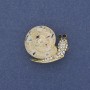 Brooch 'Snail' with chalcedony and white crystals, metal color gold, 20x26mm+