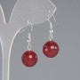 Earrings Turmaline (artificial) faceted bead, diameter 12mm±, length 30mm±, silver metal