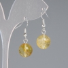 Earrings Citrine Smooth Bead, 12mm Diameter, 30mm Length, Silver Tone Metal