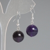 Earrings Amethyst Natural Stone Smooth Bead, diameter 14mm±, length 32mm±, Silver-tone metal