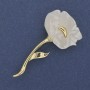 White poppy brooch with white pearl and gold-toned metal 63x32mm+-