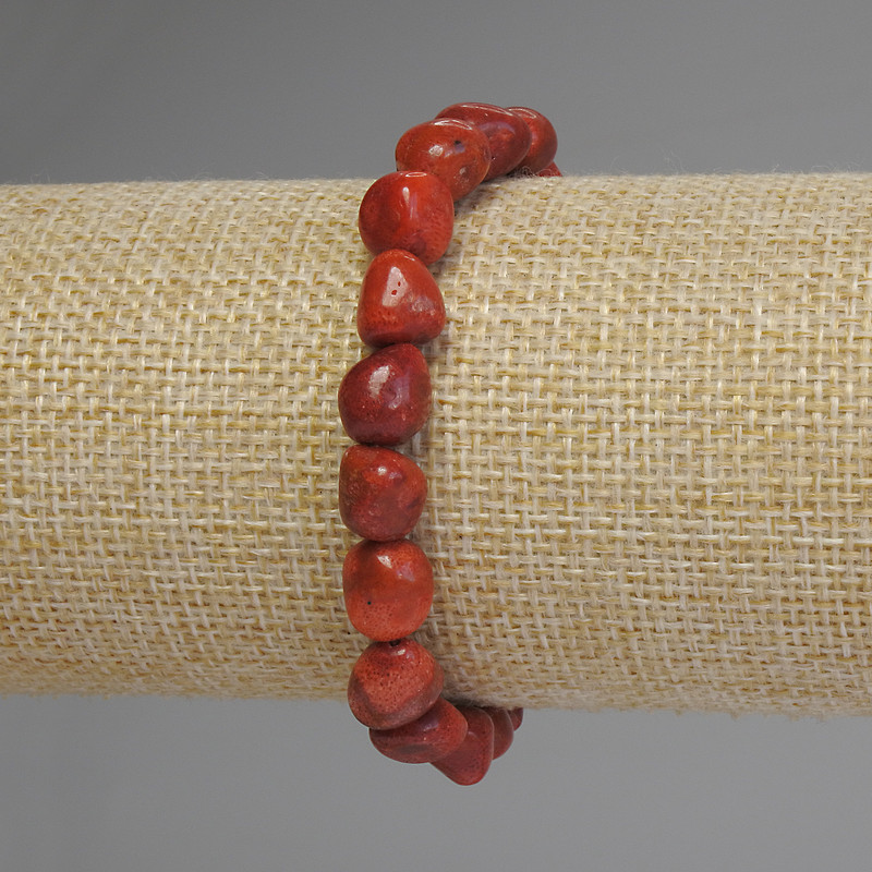Porous Coral Branch Bead Bracelet, Galtdive (faceted) 7-9×6-8 mm, 18 cm length stretch