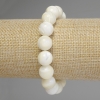 Bracelet, Mother-of-Pearl Smooth Bead, diameter 12mm±, length 18cm stretch