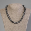 Snowy Obsidian Bead Necklace with a smooth round bead, 12mm diameter, ~50cm length with clasp